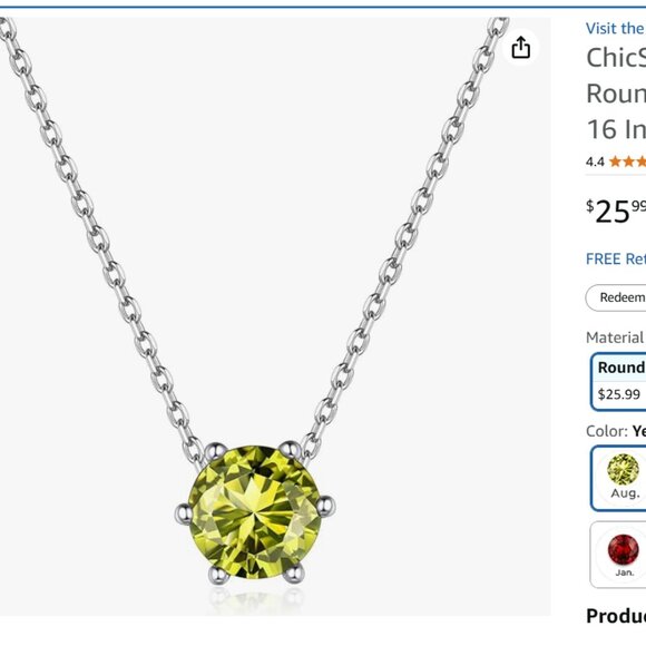 ChicSilver Silver Necklace & unbranded stud earrings with Green CZ peridot color - Picture 1 of 6